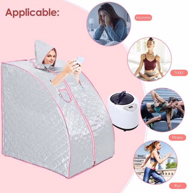 Livingandhome Portable Steam Sauna with 99min Timer, Silver