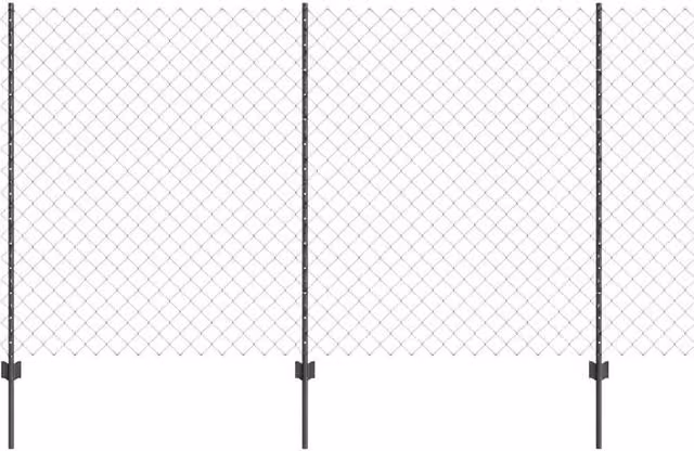 Berkfield Home Galvanised Steel Chain Link Fence with 20 U-Profile Posts, Grey and Black, W: 10 m, H: 1.4 m