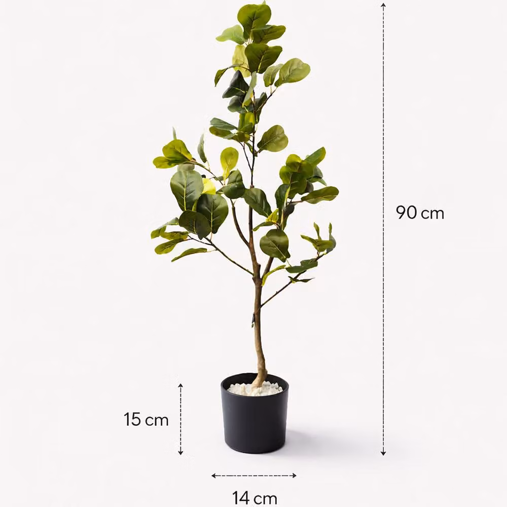 Voltico Artificial Fiddle Leaf Fig Tree in Green, Height: 90 cm – 3