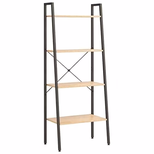 vidaXL 4-Tier Industrial Standing Shelf in Brown and Black, W/D/H: 56 x 35 x 140 cm – 1