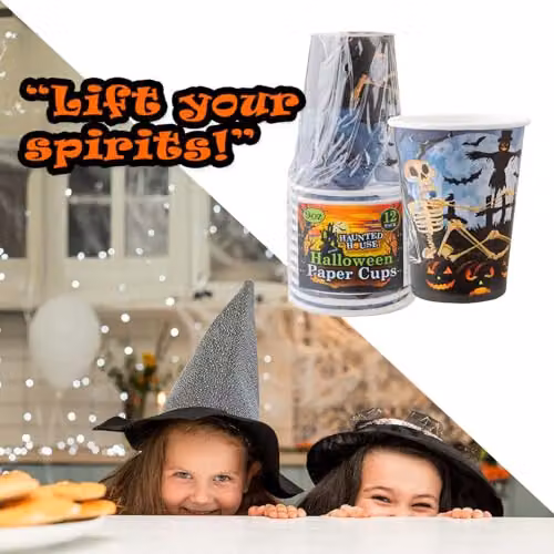 VFM e-Store Halloween Paper Cups, 12 Pack, Multicolour, 9oz – 6