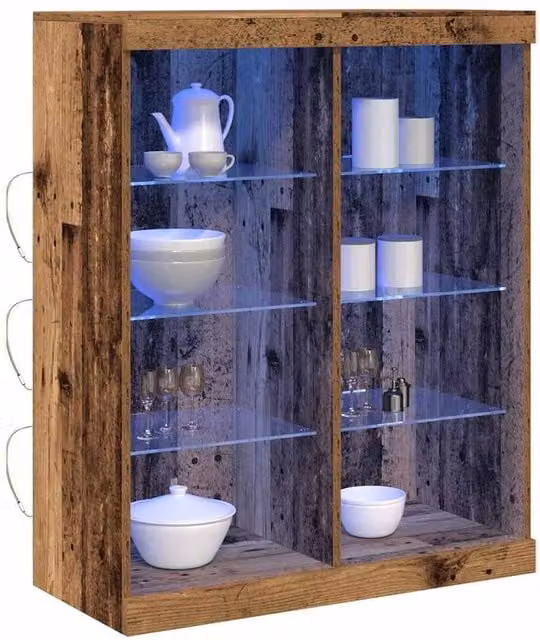 Berkfield Home Rustic Wood Sideboard with Integrated LED Lights in Brown, W/D/H: 41 x 37 x 100 cm – 1