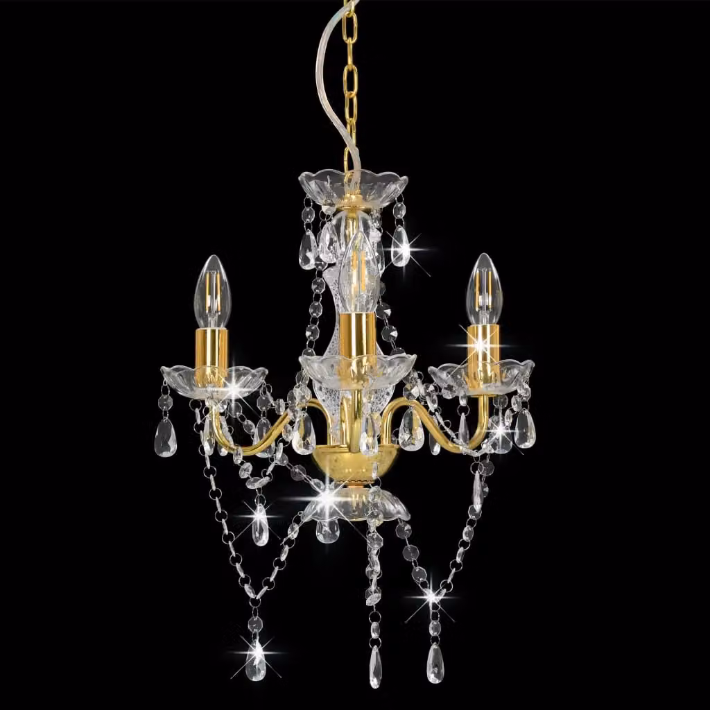 Berkfield Home Round Chandelier with Beads in Gold/Brass, 3 x E14 – 2