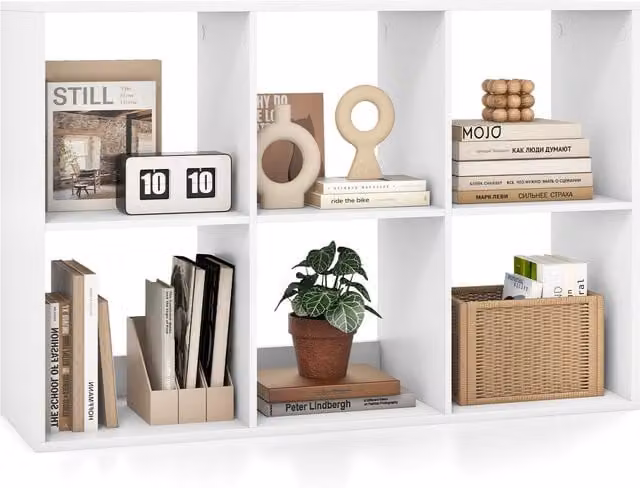 Costway Modern 6-Cube Freestanding Bookcase in White