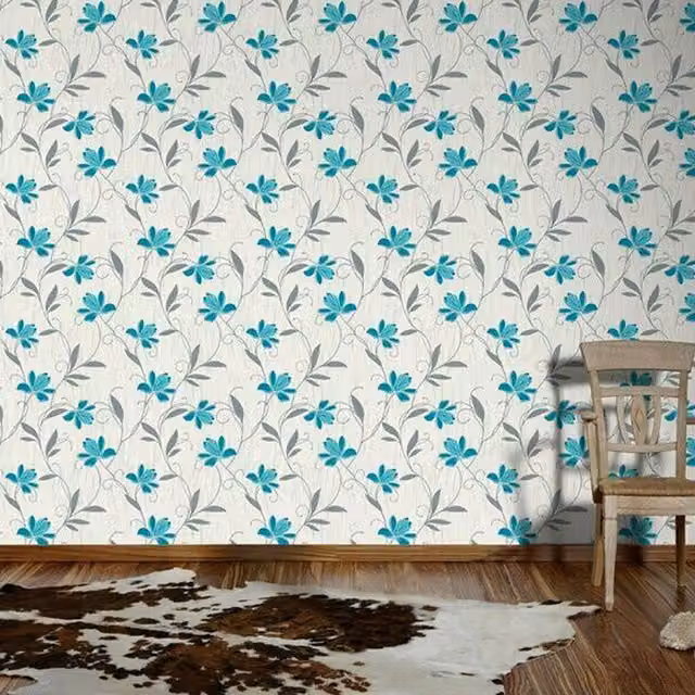 A.S. Création Lotus Floral Botanical Vinyl Wallpaper in Petrol Turquoise