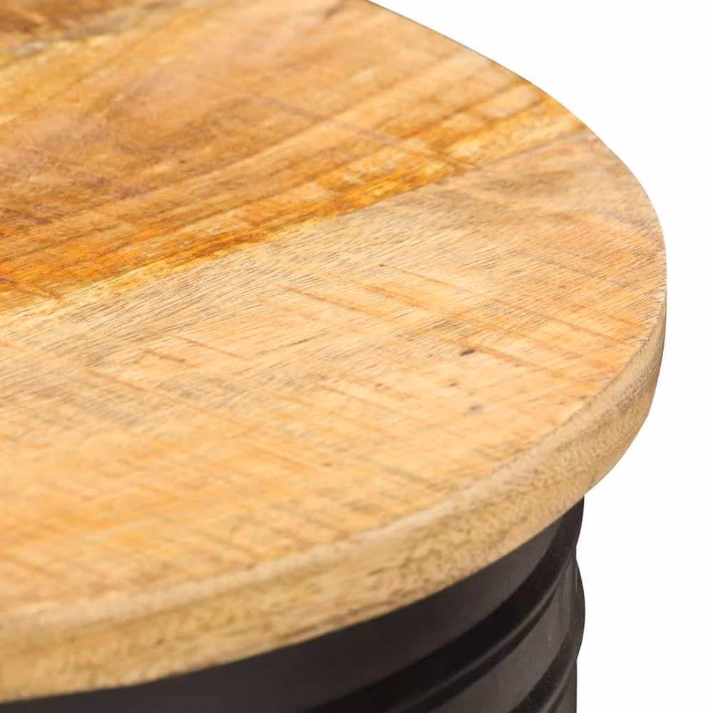 Berkfield Home Round Rustic Mango Wood Coffee Table in Brown, W: 55 cm, D: 43 cm – 4