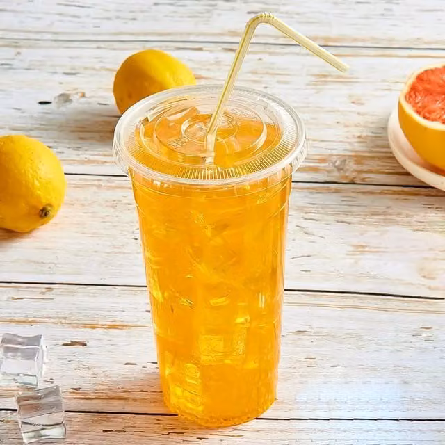 ECONX Transparent Plastic Smoothie Tumbler Cups with Flat Lids, White, 4.8 kg