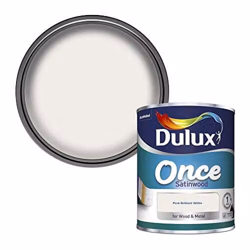 Dulux Once Satinwood Paint for Wood and Metal, White, 0.75 l – 1