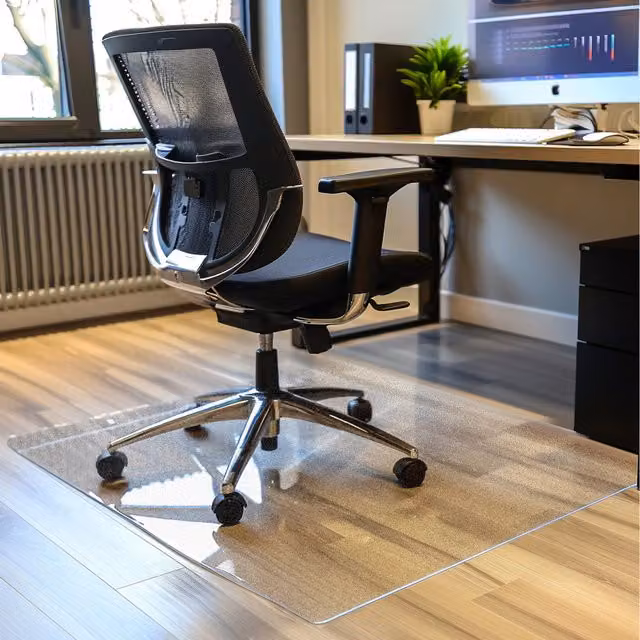 Nicoman Transparent and White PVC Plastic Floor Protector, W: 114 cm, D: 120 cm, H: 0.2 cm