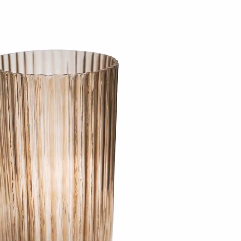 Ivyline Daphne Ribbed Glass Vase in Orange and Beige, W: 15 cm, D: 15 cm, H: 23 cm – 2