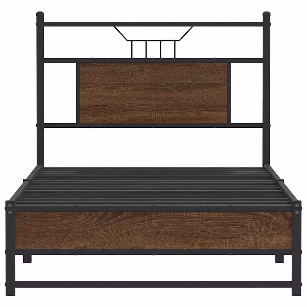 Berkfield Home Single Decorative Bed Frame in Brown Oak, W/D/H: 90 x 190 x 91.5 cm – 4