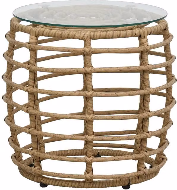 Berkfield Home 3 Piece Bistro Set in Light Brown Oak Poly Rattan with Metal and Glass Details