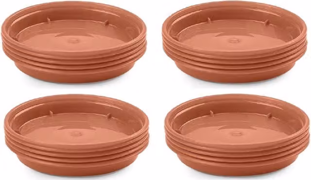 Whitefurze Plastic Planter Saucers in Brown, Pack of 5
