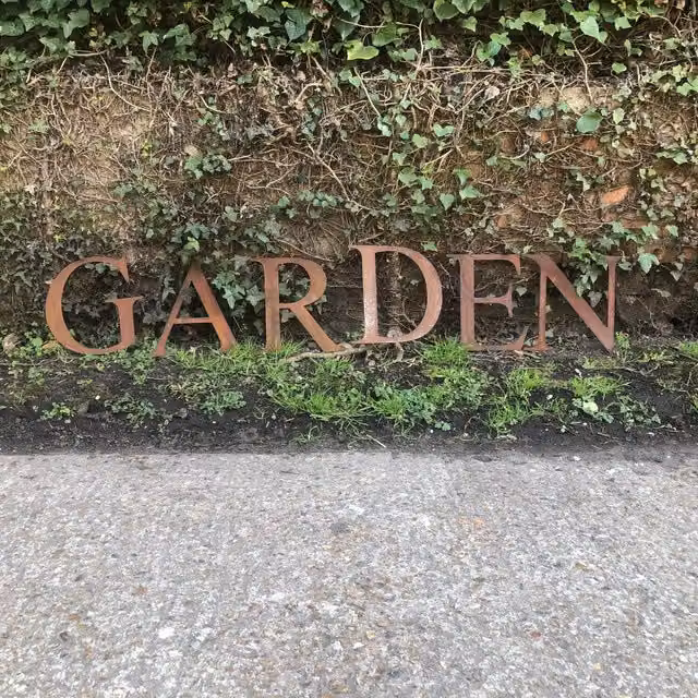 RW NORFOLK Rustic Metal Garden Sign, Brown, Height: 30.48 cm