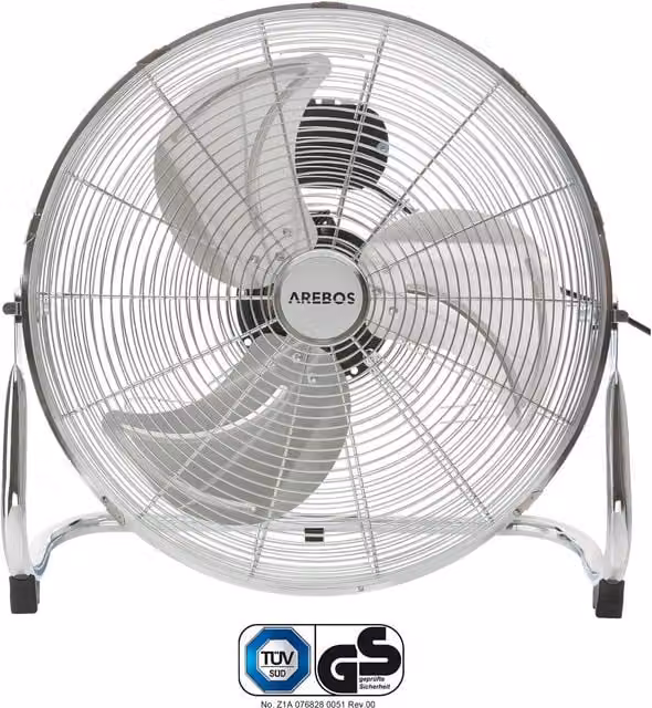 AREBOS Silver Electrical Pedestal Floor Fan with 120 W Motor