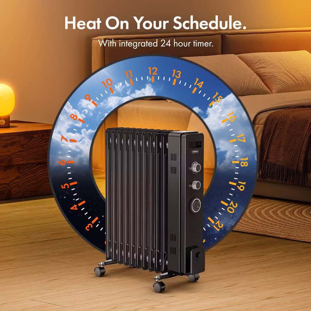 VonHaus 11 Fin Oil Filled Radiator 2500W in Black – 4