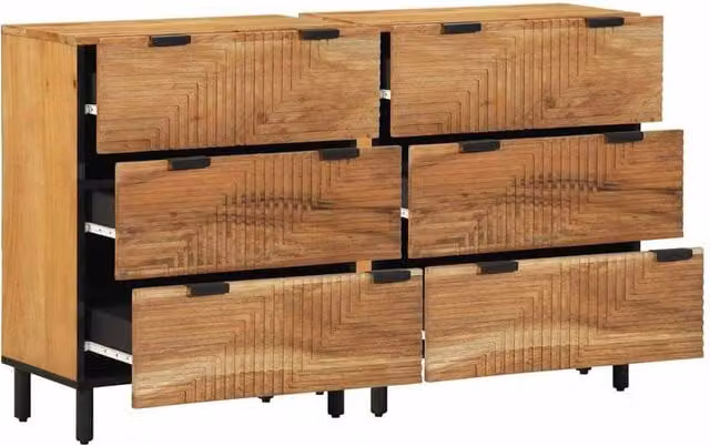 Berkfield Home Set of 2 Brown Acacia Solid Wood Sideboards, W/D/H: 60 x 33 x 75 cm – 1