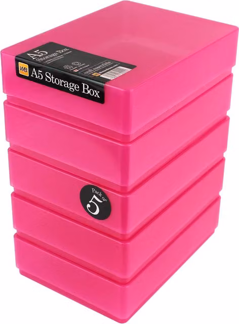 WestonBoxes A5 Plastic Storage Box with Lid, Pink – 1