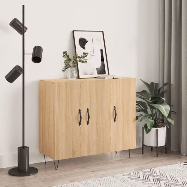 Berkfield Home Sonoma Oak Sideboard in Brown, W/D/H: 90 x 34 x 80 cm – 1