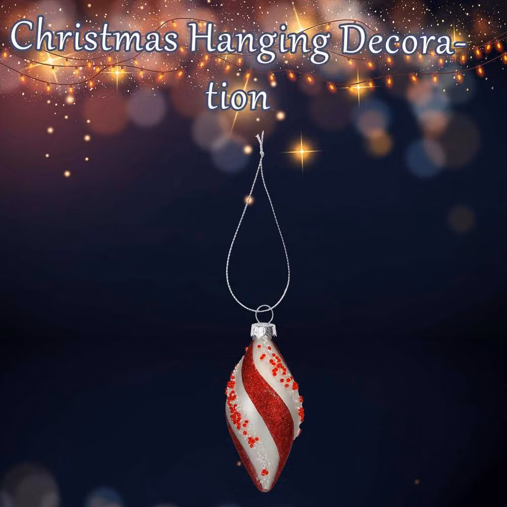 VFM e-Store Red Striped Glass Candy Cane Christmas Hanging Decoration, W: 7 cm, H: 14 cm – 2
