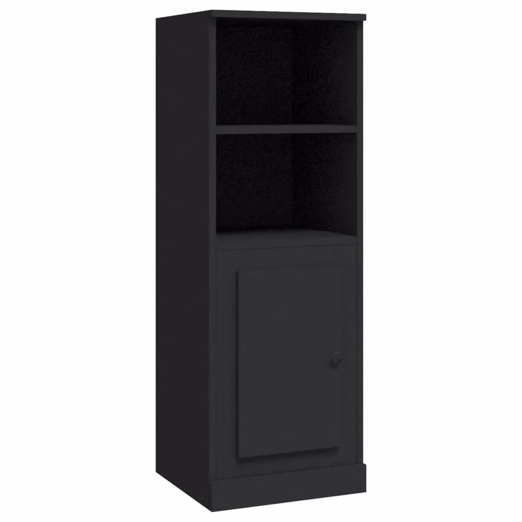 Berkfield Home Black Matt Minimalist Highboard with Hinged Doors and Open Shelf, W/D/H: 36.0 x 35.5 x 103.5 cm – 2