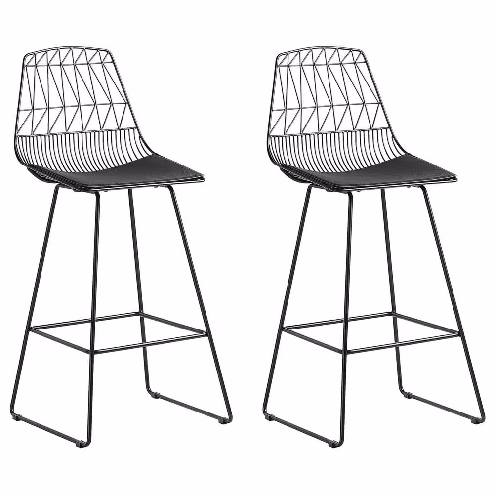 Wyld and Coco Set of 2 Black Faux Leather Counter-Height Bar Chairs – 2