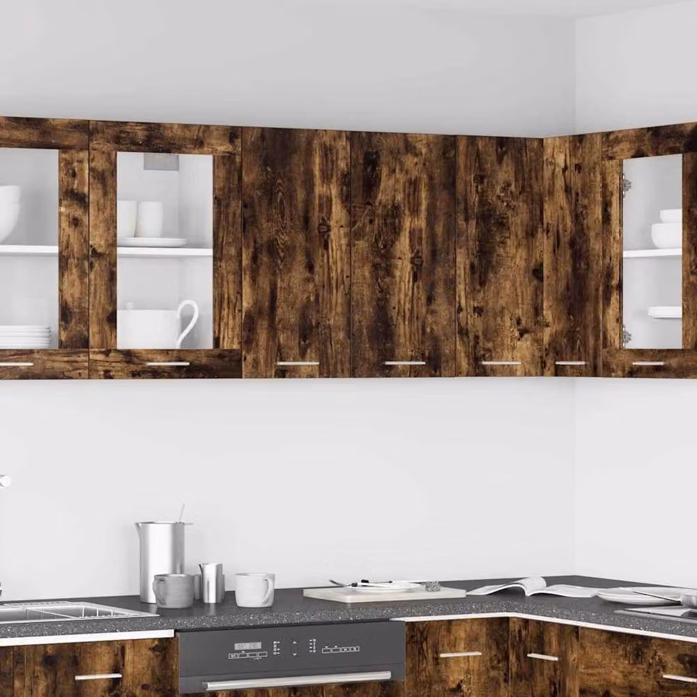 Berkfield Home Smoked Oak Hanging Kitchen Cabinet in Brown, W/D/H: 60 x 31 x 60 cm – 2