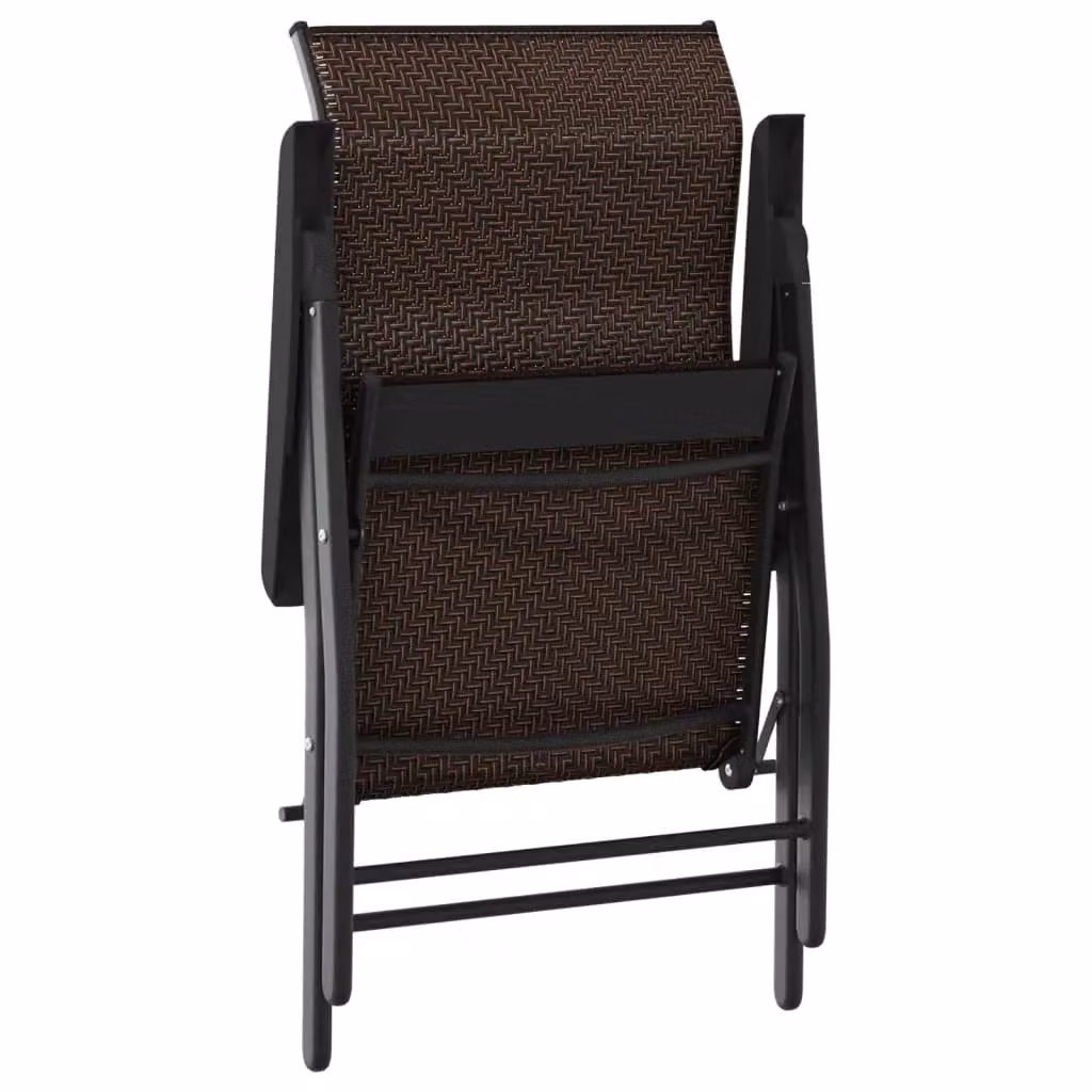 Berkfield Home Set of 4 Folding Garden Chairs in Brown Poly Rattan – 4