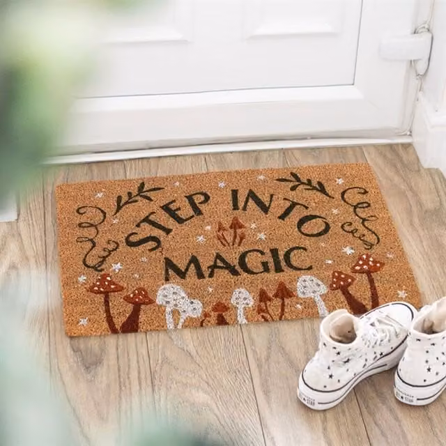KDMK Woodland Mushroom Coir Doormat, Brown, Rectangular