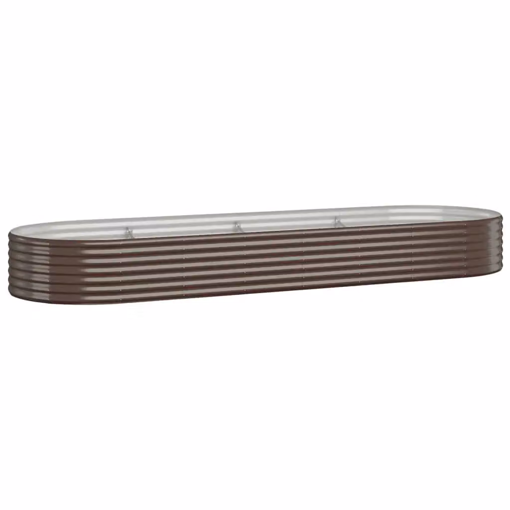 Berkfield Home Garden Brown Powder-coated Steel Raised Bed W/D/H: 322 x 100 x 36 cm – 2