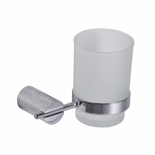 Showerdrape Wall Mounted Bathroom Hardware Set in Polished Silver Chrome with Glass Toothbrush Holder, Soap Dish and Toilet Roll Holder