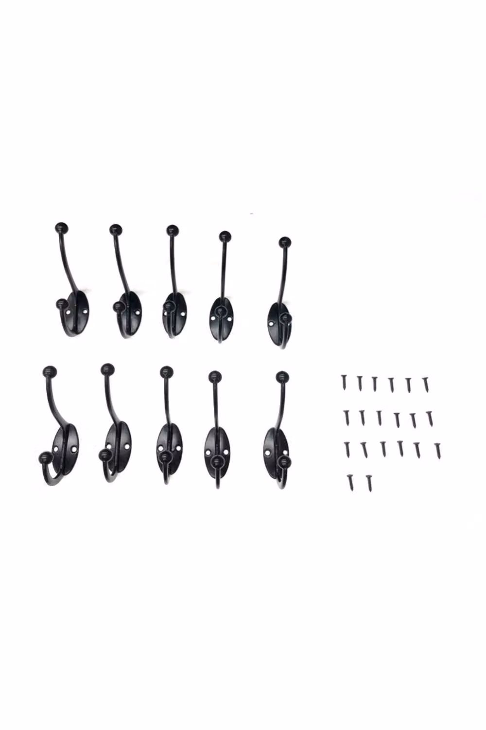KDMD 10 Pack Black Zinc Alloy Double Wall Mounted Hat and Coat Hooks – 2