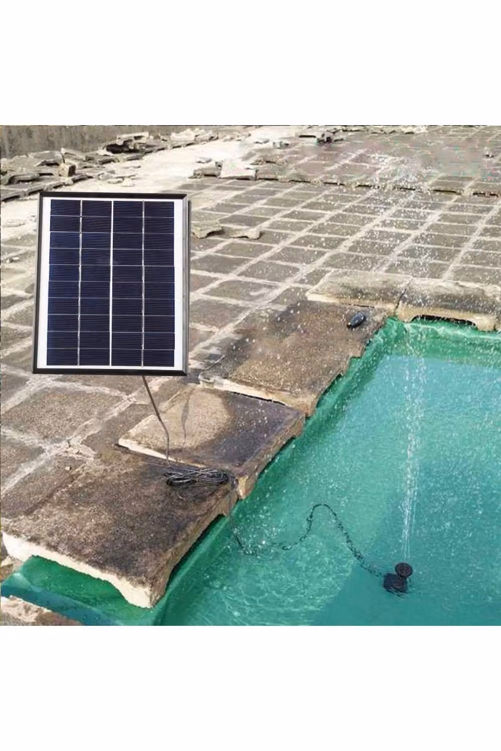 KDMD 5W Solar Powered Water Pump Fountain for 400L Garden Ponds in Black – 5