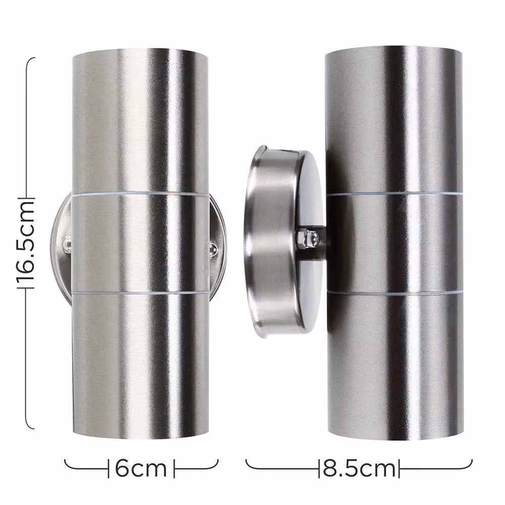 ValueLights Gainsford Modern Silver Stainless Steel Up and Down Outdoor Wall Light – 5