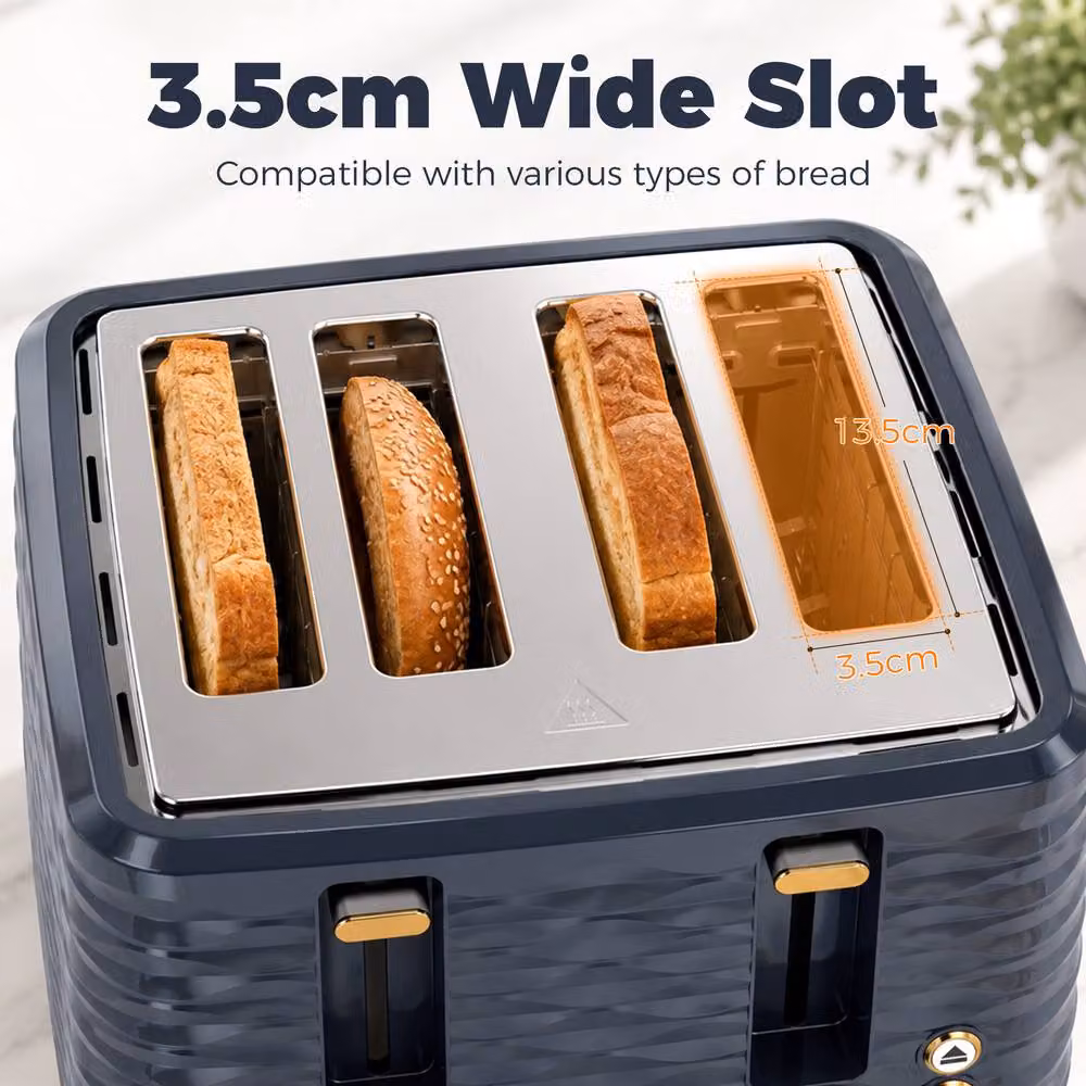 HOMCOM 4-Slot Toaster with 7 Browning Levels, 1860W, Dark Blue – 3
