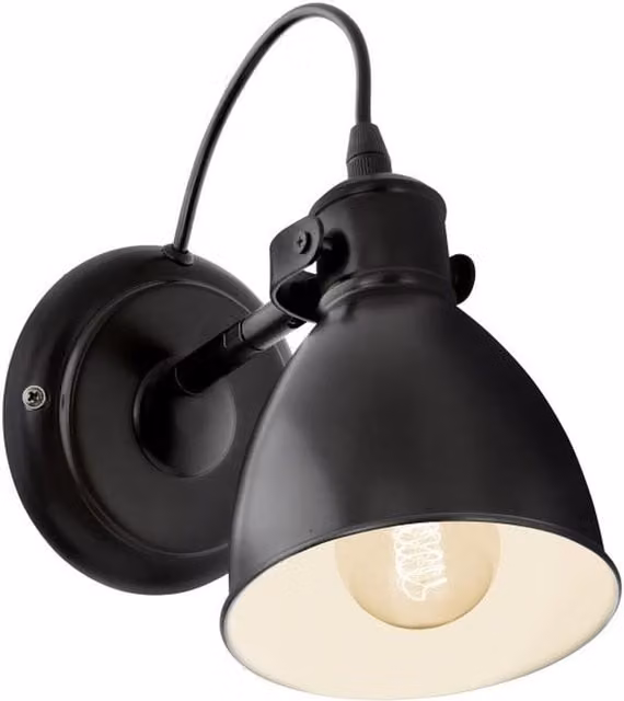 Eglo Priddy Retro Round Metal Wall Lamp in Black and White