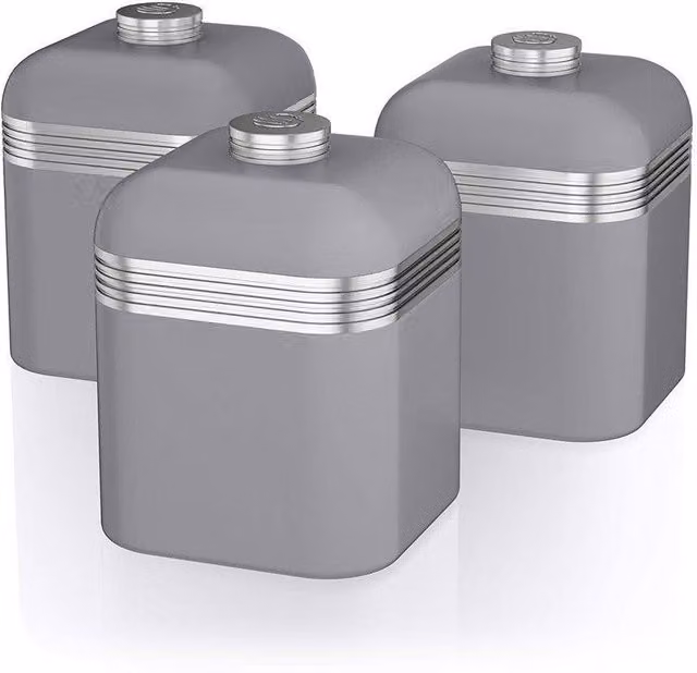 Swan Retro Set of 3 Canisters in Grey