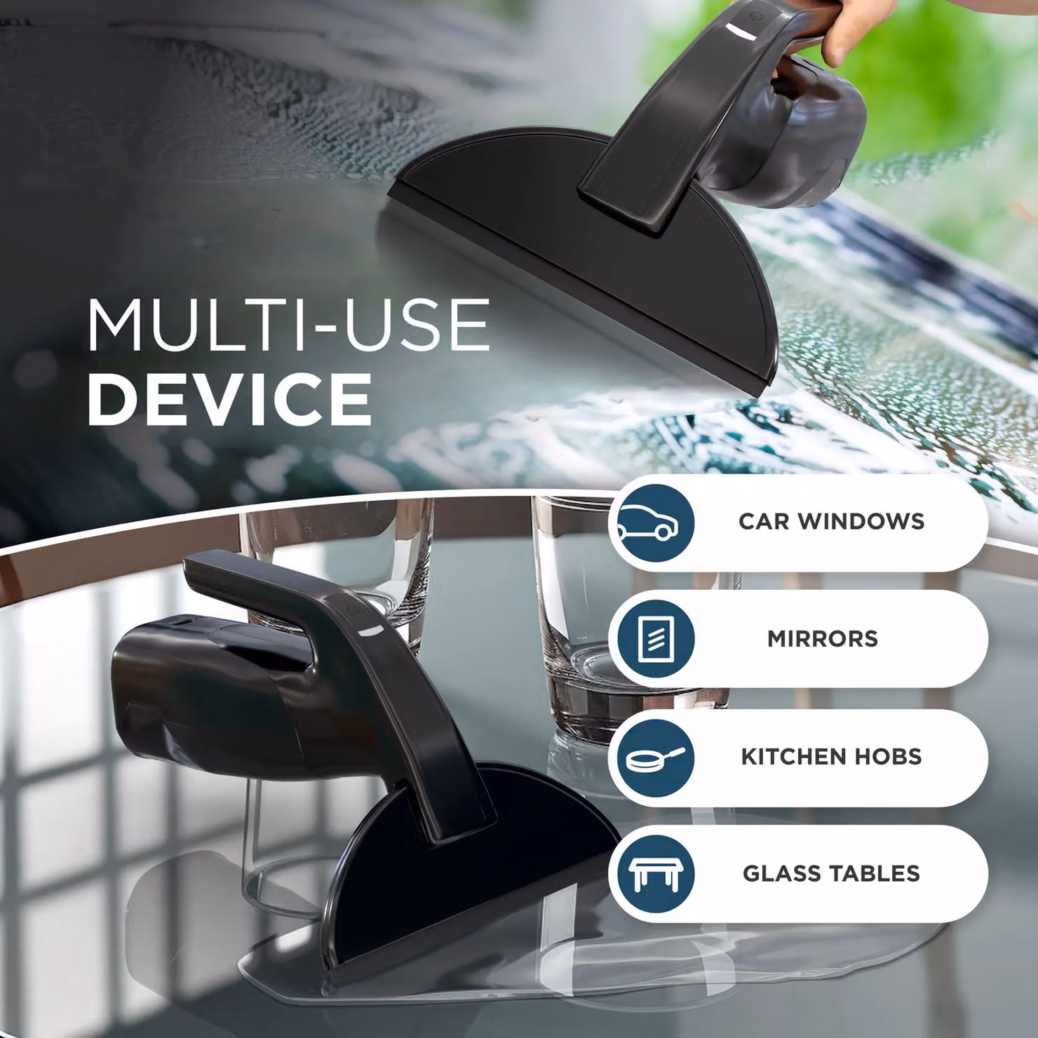 DMD Collective Cordless Rechargeable Window Vacuum Cleaner in Black with 100ml Water Tank – 7