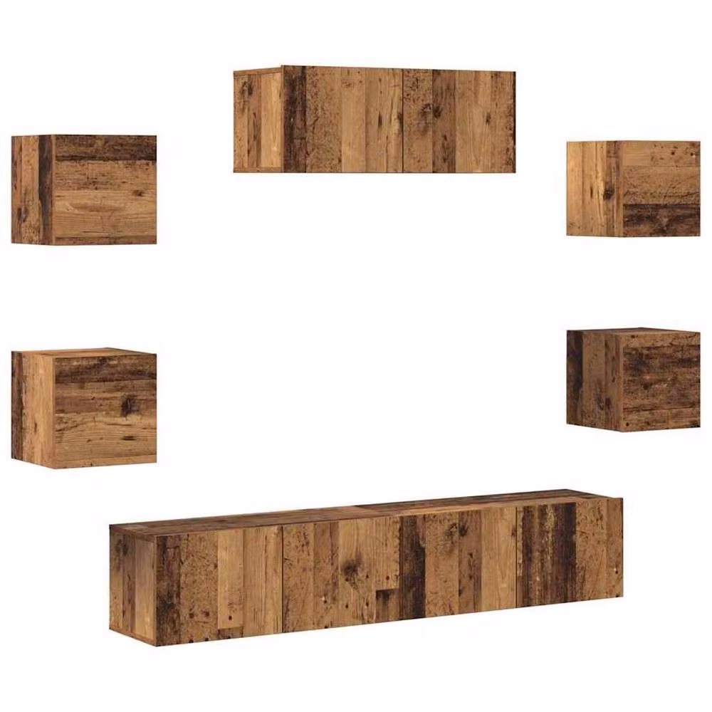 Berkfield Home Classic 5 Piece Wall-Mounted TV Cabinet Set in Brown Wood – 2