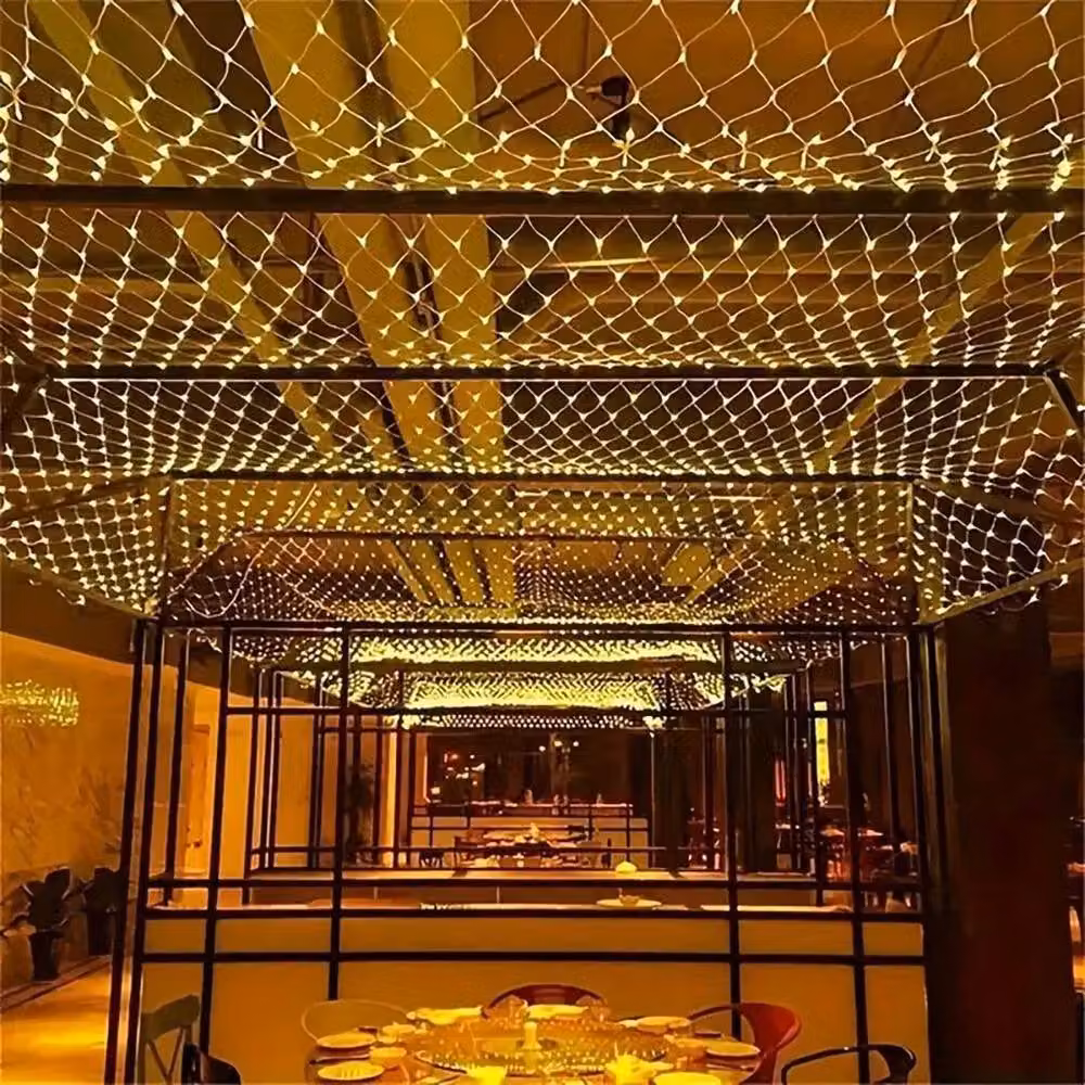 FLAVORA Solar LED Multicolour Warm White Mesh Curtain Fairy String Lights with Timer – 5