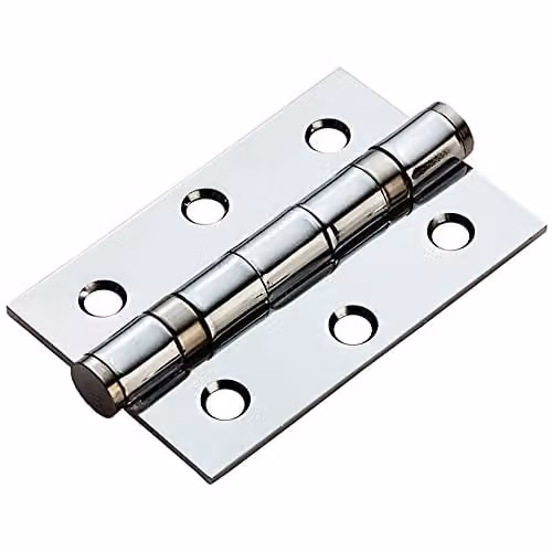 Loops Polished Chrome Ball Bearing Butt Hinge, H x W x D: 76 x 51 x 0.2 cm
