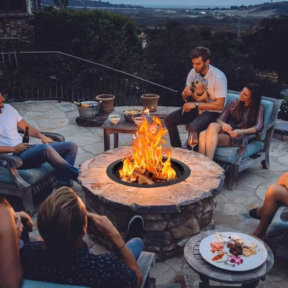 VOGREX Black Steel Smokeless Fire Pit Ring Liner and Fire Bowl – 5