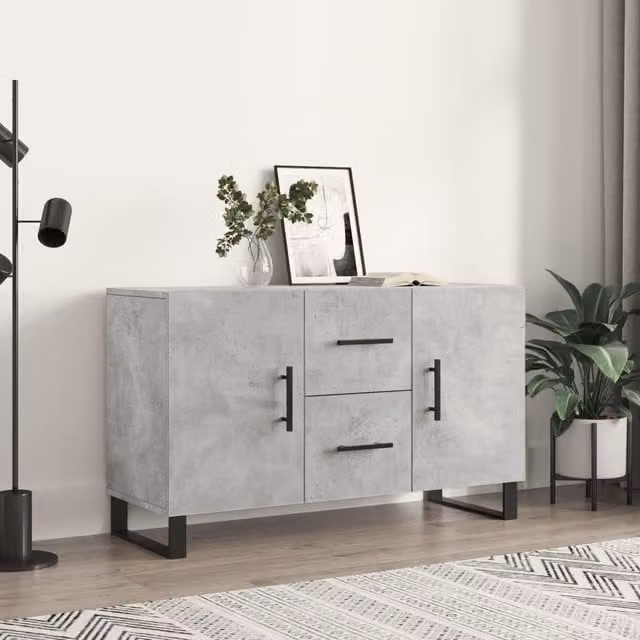 Berkfield Home Modern Sideboard in Concrete Grey, W/D/H: 100 x 36 x 60 cm