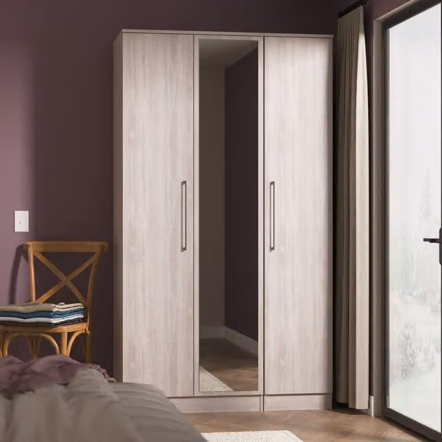 Ready Assembled 2 U Gloucester Tall Triple Mirror Wardrobe in Light Grey