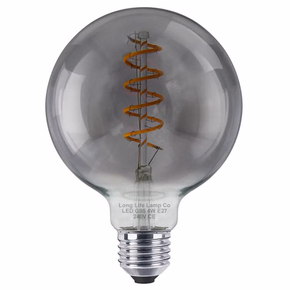 SPETLEK 2 Pack Grey LED G95 Spiral Filament Globe Light Bulbs, 4W Warm White Vintage Style – 2