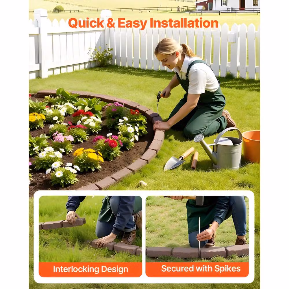 Ferand Realistic Flexible Garden Edging Landscape Border, Brown – 6