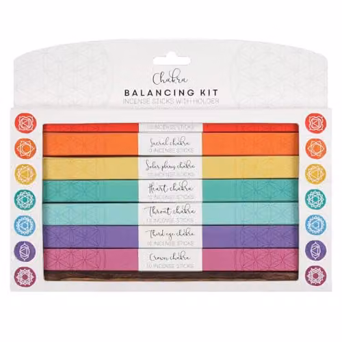 Something Different Chakra Balancing Incense Sticks Kit with Wood Holder in Multicolour