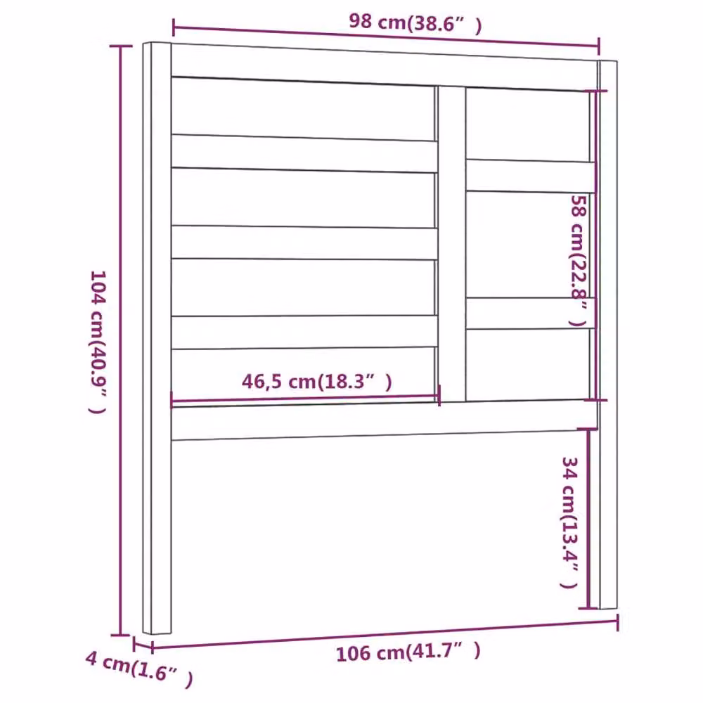 Berkfield Home Rustic Solid Wood Pine Bed Headboard in Honey Brown, W: 106 cm, D: 4 cm, H: 104 cm – 3