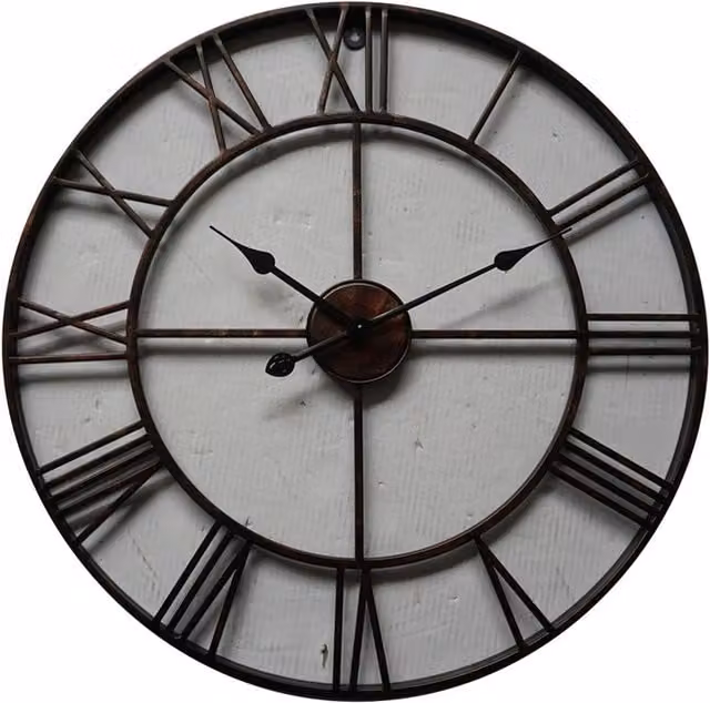 Hill Interiors Skeleton Round Quartz Wall Clock in Bronze and Brown Metal – 1