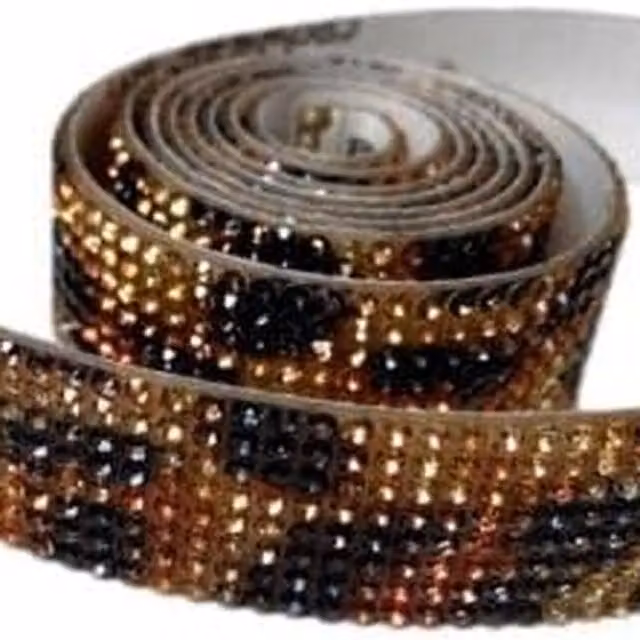Syntego Leopard Print Rhinestone Tape in Silver, Yellow and Multicolour